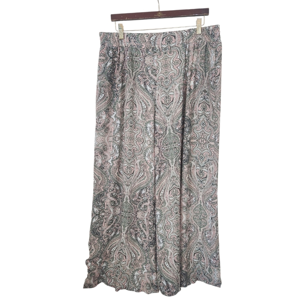 Cato Pink/Green Paisley Palazzo Pants Size XL (Petite)